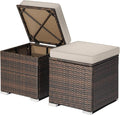 DORTALA Outdoor Storage Ottoman Wicker 2 Piece, Patio Ottomans PE Rattan Foot by DORTALA