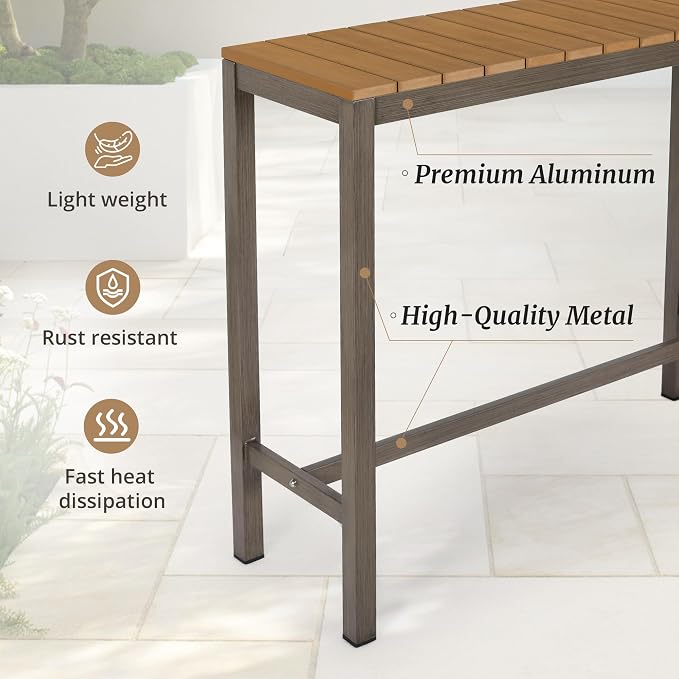 Outdoor Bar Table, Waterproof HDPS Slatted Top, Weather Resistant, Hot Tub - Image 5