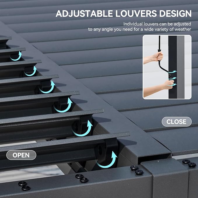 Aoxun Louvered Pergola 12' x 14' Outdoor Aluminum Pergola - Image 3