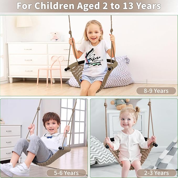 Hi-Na Tree Swing for Kids, Adjustable Toddler Rope Swing Seat - Image 5