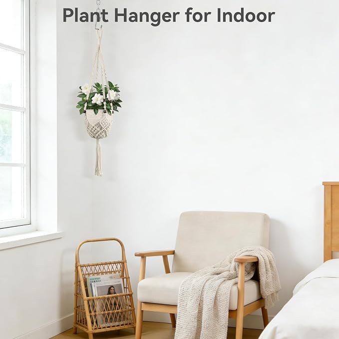 USLAI Macrame Plant Hanger Indoor Outdoor, Fits 3 to 6.5 inch Pots, Hanging - Image 4