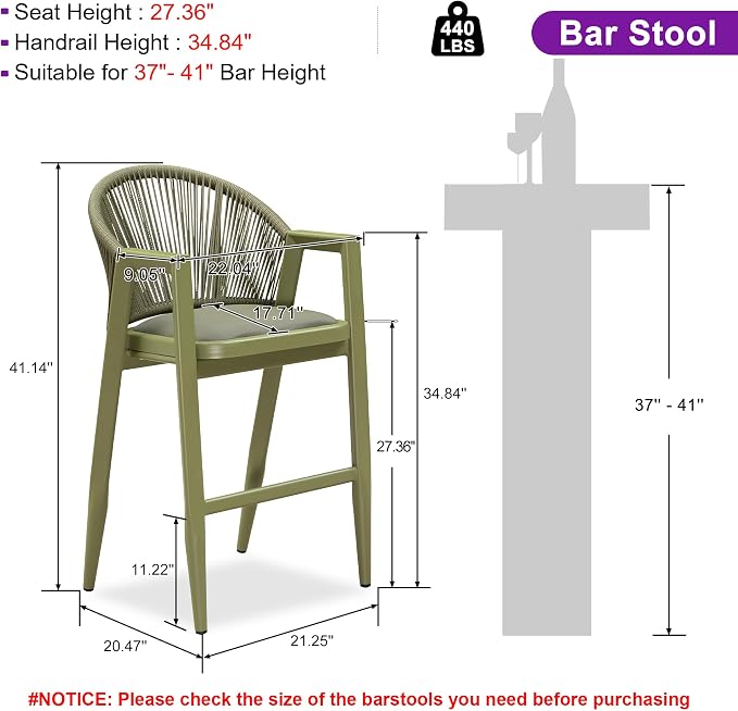 PURPLE LEAF Outdoor Bar Stools Set of 2 - Image 3