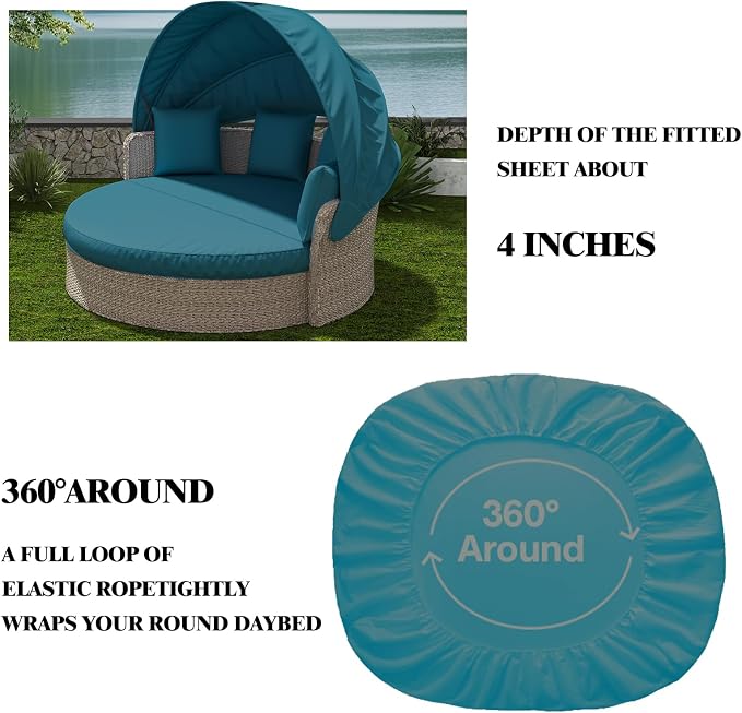 Outdoor Daybed Cushion Cover, Outdoor Waterproof and Fade-Resistant Sun Bed Out - Image 5