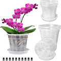 Orchid Pot with Saucers, 6 Packs of 5.5" Orchid Pots with Holes, Orchid Pots by HOLANHING