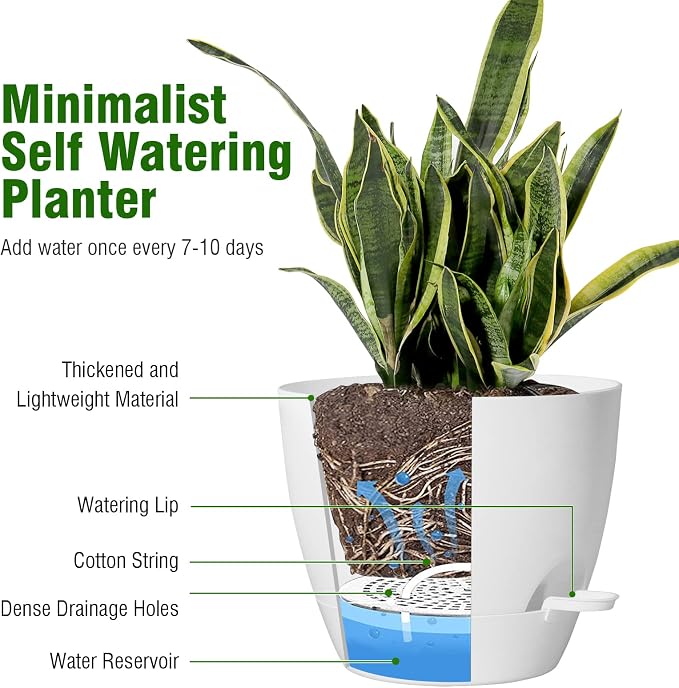 12/10/9 inch Large Self Watering Pots, Plant Pots - Image 5