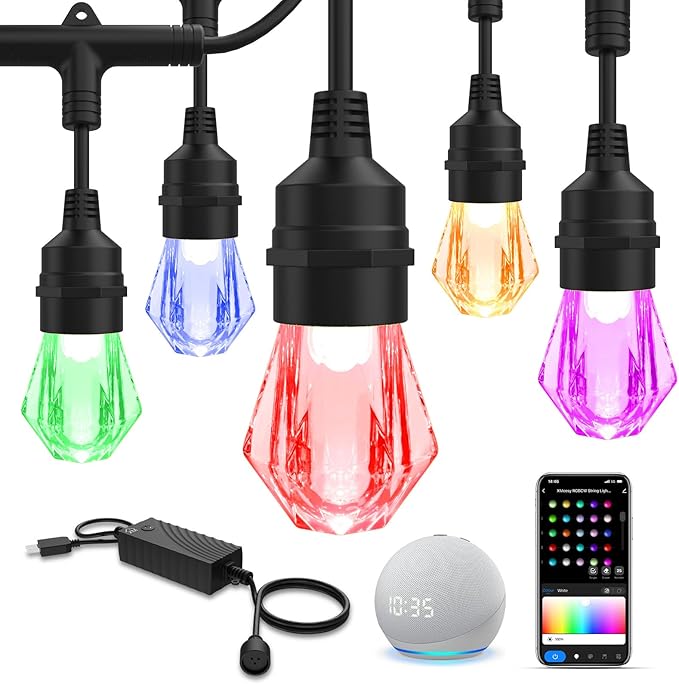 XMCOSY+ Smart Outdoor String Lights - 64ft RGBCWIC Patio Lights by XMcosy