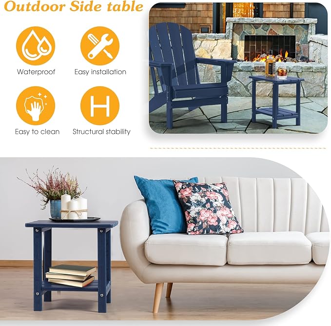 Adirondack Outdoor Side Table, 2-Tier Sturdy Patio End Table Weather Resistant - Image 4