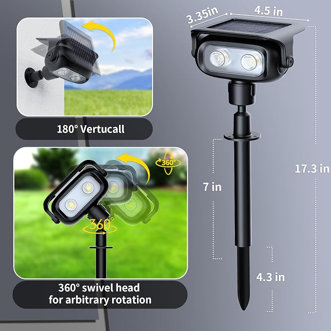 ROSHWEY Solar Spot Lights Outdoor, Waterproof Spotlights - Image 3