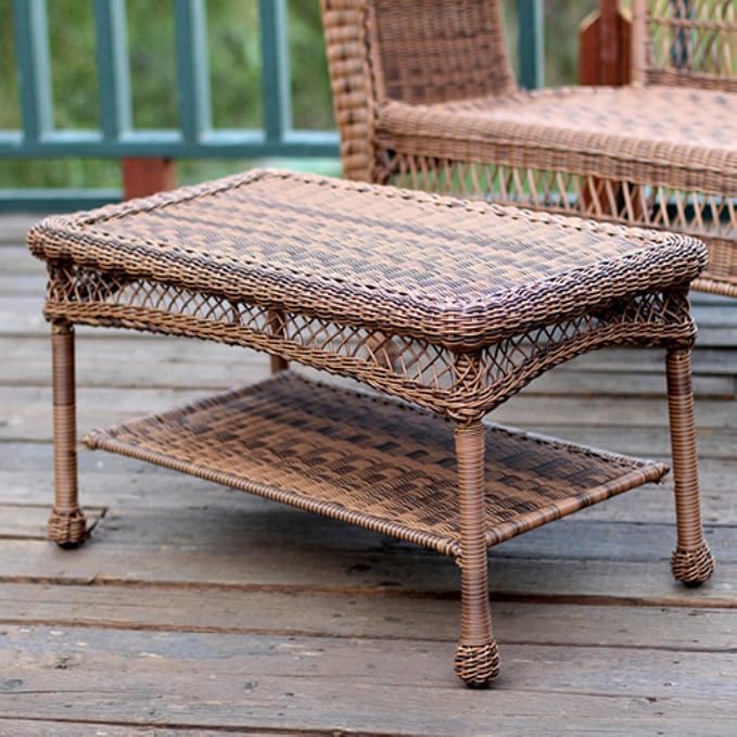 Jeco W00202-ST Espresso Wicker Patio Furniture Coffee Table by Jeco