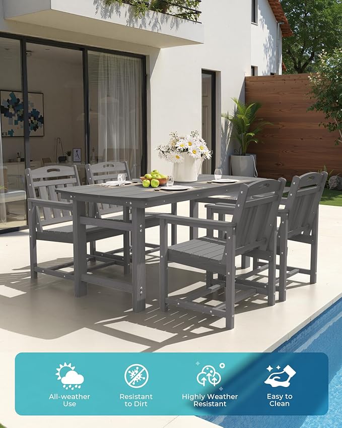 Ciokea HDPE Outdoor Patio Dining Chairs Set of 2, All-Weather Porch Chair - Image 3