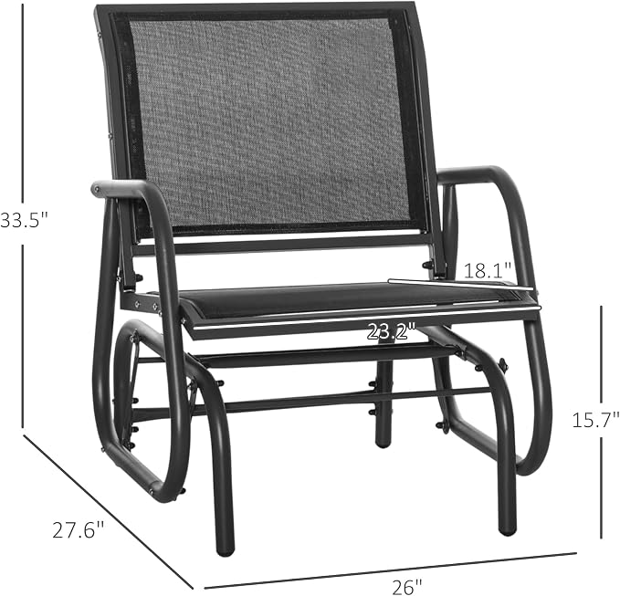Outsunny Porch Glider Set of 2, Metal Frame Swing Glider Chair - Image 3