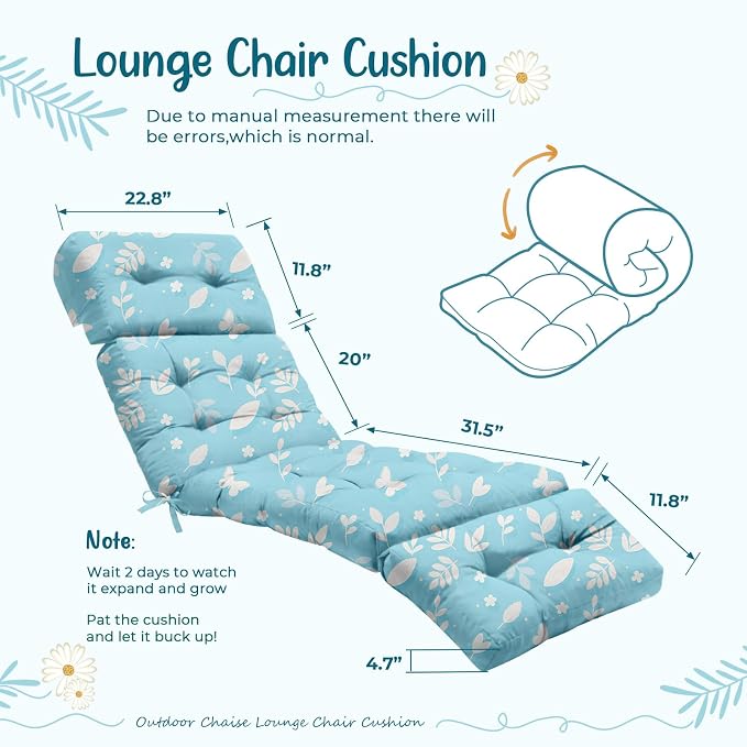 Outdoor Chaise Lounge Chair Cushion 75.1 x 22.8 x 4.7 Inches 100% Waterproof - Image 2