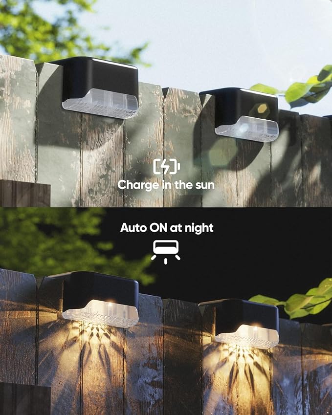 JACKYLED Solar Deck Lights 8 Pack Solar Fence Light Solar Powered Outdoor Step - Image 6