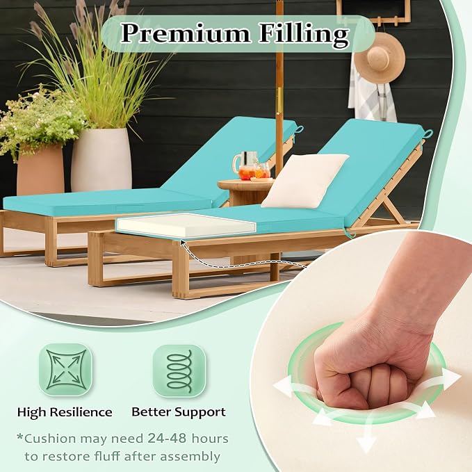 Cozyide Chaise Lounge Cushions Outdoor 72"x21"x3", Waterproof Lounge Chair - Image 3