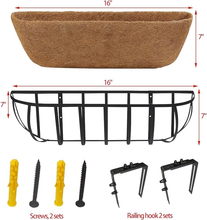 4 Pack 16" Railing Planter Window Box - Image 7