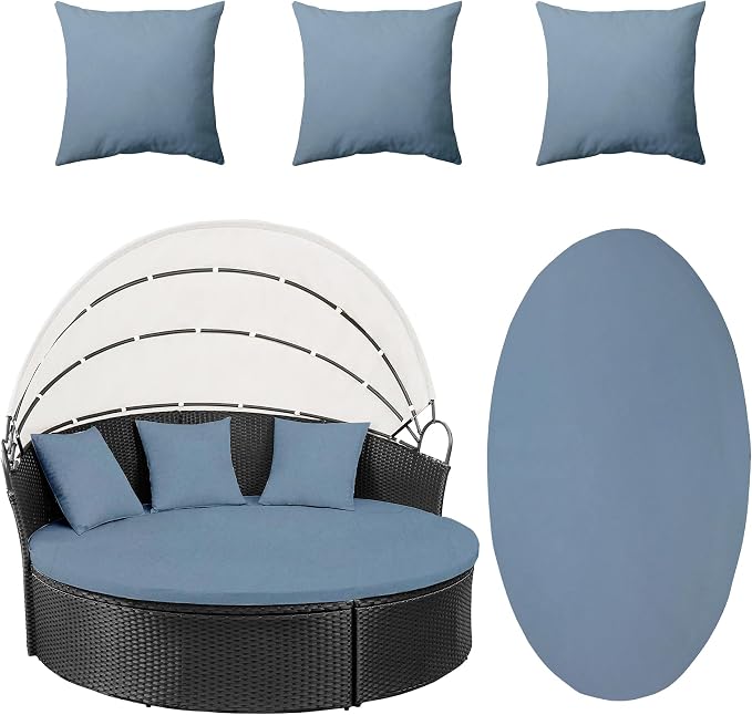 66" Round Daybed Cushion Cover & 3 Pillow Covers Set by dreahoteztil