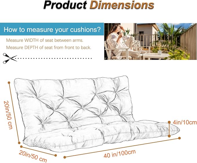 2-3 Seat Swing Replacement Cushion, Outdoor Bench Cushions - Image 6