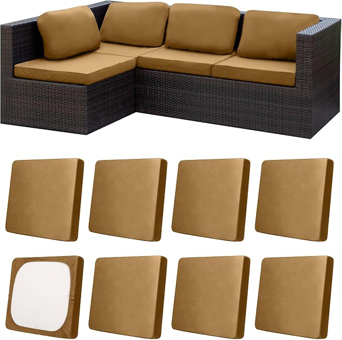 8Pcs Patio Cushion Covers, Outdoor Cushions Covers, Stretch Cushion Covers by Unknown