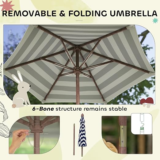Qaba Kids Picnic Table, Outdoor Wooden Table & Bench Set - Image 4