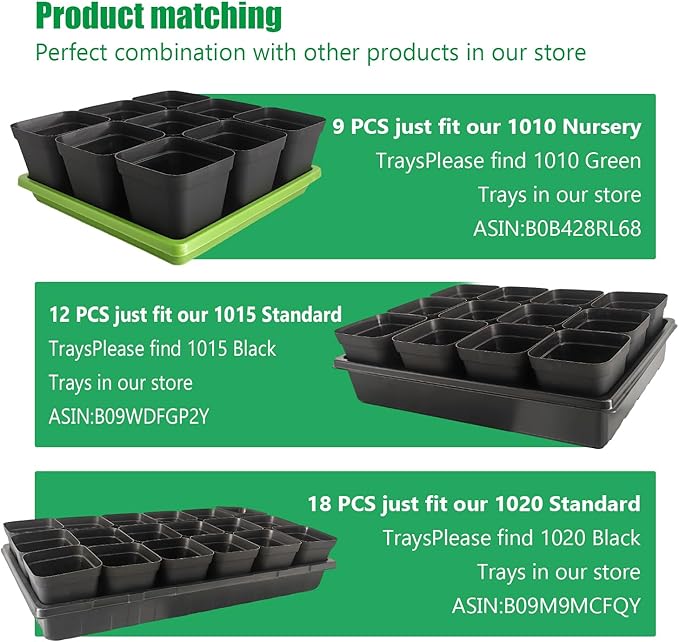 Square Nursery Pots 3.54Inches 90 Pcs Seedling Flower Post Plastic Thick Seed - Image 6