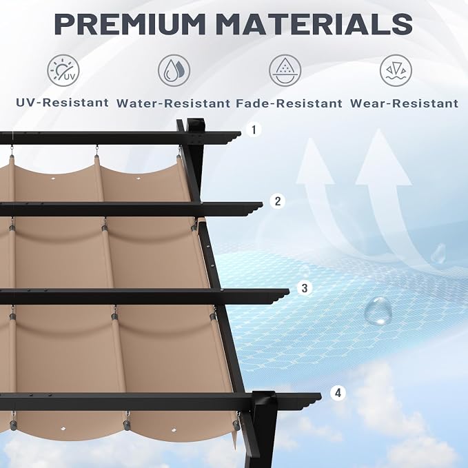 MELLCOM Retractable Pergola 10x12 Ft, Metal Shelter - Image 5