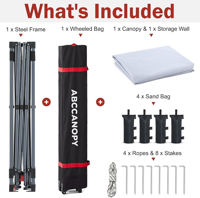ABCCANOPY Pop Up Canopy with Sidewall, 10x10 Outdoor Canopy Tent with Storage - Image 9