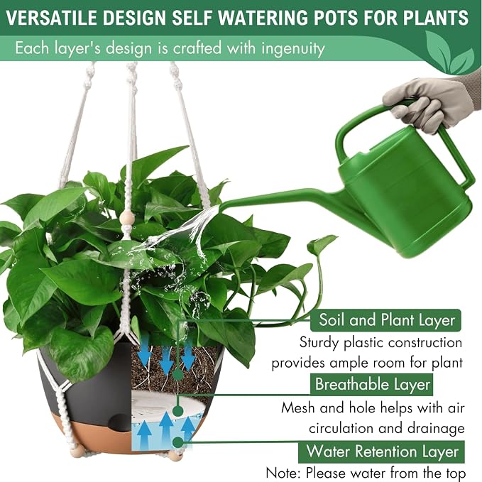 10 Inch Hanging Planters for Indoor Plants, Outdoor Hanging Plant Pot - Image 5