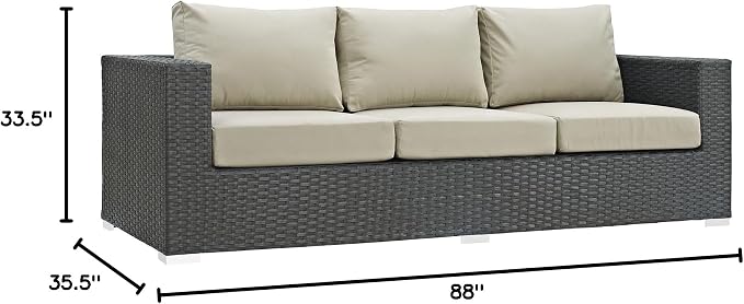 Modway EEI-1860-CHC-BEI Sojourn Wicker Rattan Outdoor Patio Coffee Table - Image 3