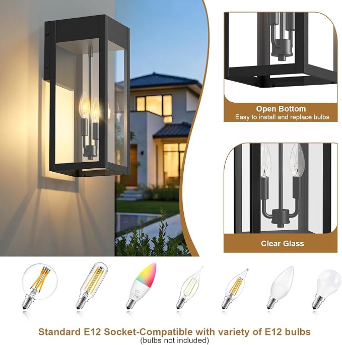 2-Pack 17.87" Extra Large Outdoor Wall Lights - Image 4