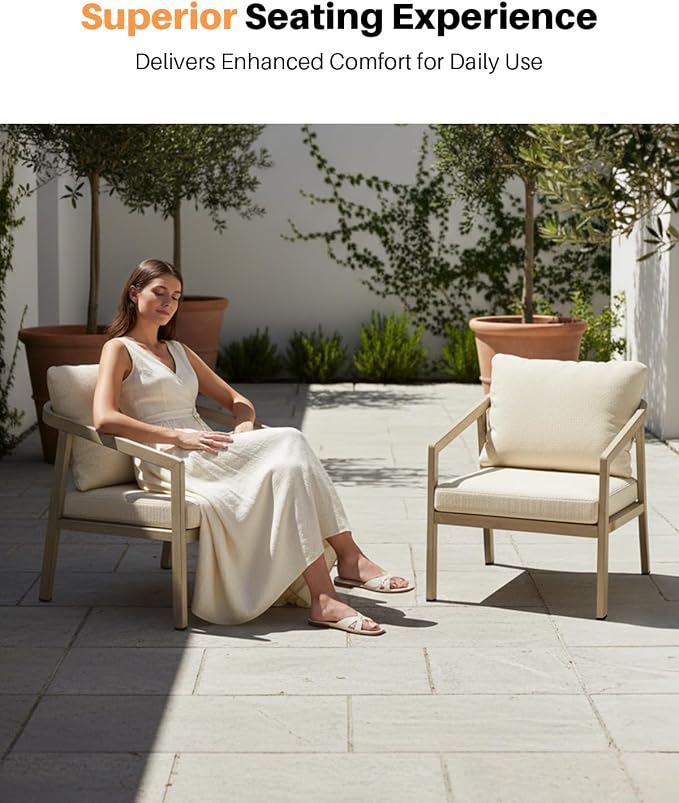 Patio Sofa Chairs Set of 2, Never-Rust Aluminum Outdoor Armchair - Image 4