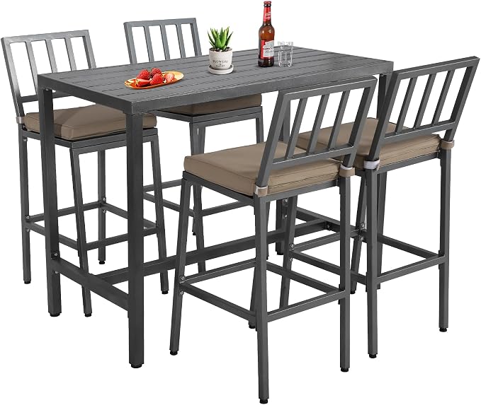 Outdoor Patio Bar Set, Bar Height Patio Dining Set, Weather-Resistant Bistro by Sumshadow