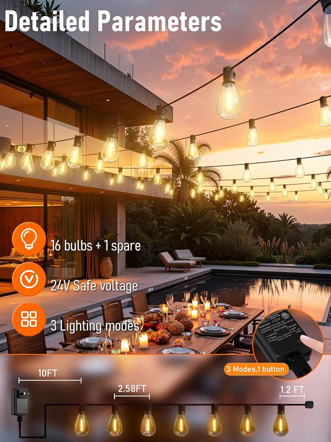 luckystyle 50FT LED Outdoor String Lights - Image 5