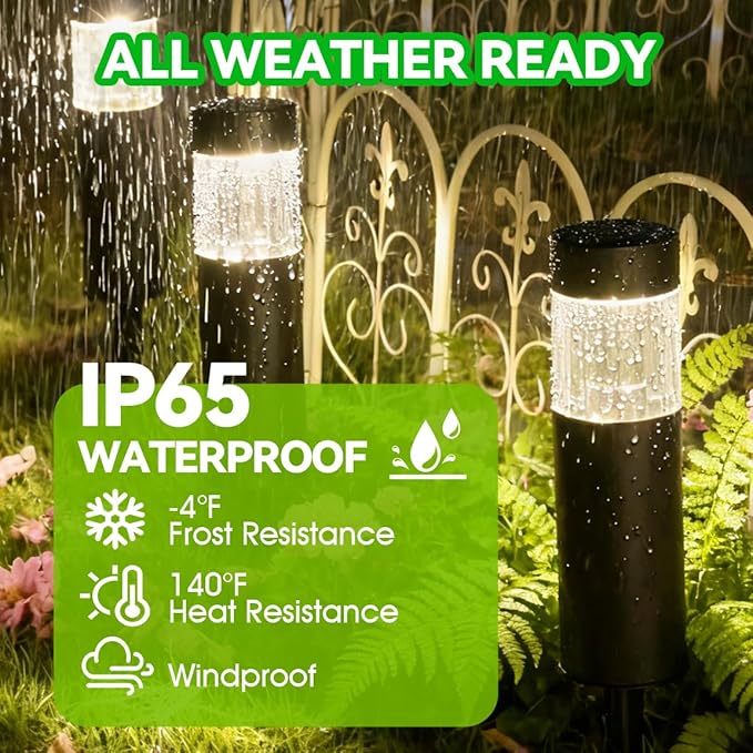 Solar Pathway Lights Outdoor Waterproof, 4 Pack Stainless Steel Stake Lights - Image 7