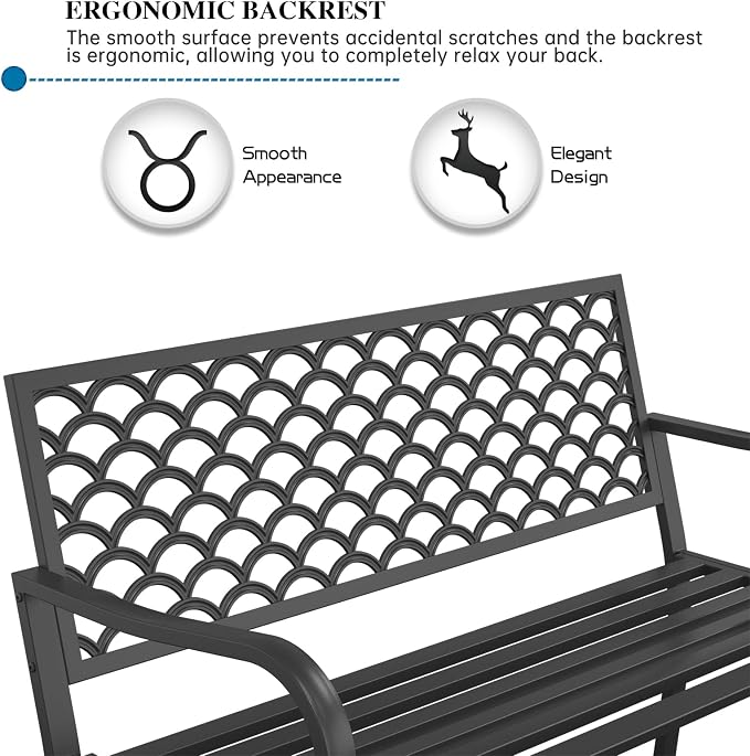 On Shine Outdoor Garden Bench Cast Iron Steel Outdoor Bench Clearance - Image 6