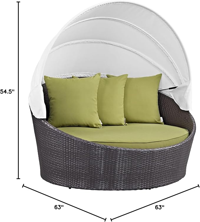 Modway Convene Wicker Rattan Outdoor Patio Retractable Canopy Round Poolside - Image 3