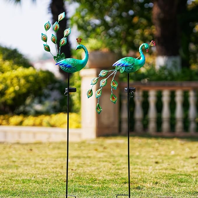 DREAMSOUL Peacock Solar Lights Outdoor 2 Pack, Waterproof Outdoor Solar Lights - Image 7