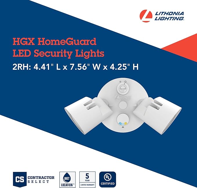 Lithonia Lighting HomeGuard 2-Light LED Outdoor Flood Lights, Outdoor LED Lights - Image 4