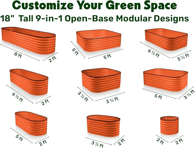 9-in-1 Galvanized Steel Raised Garden Bed // 8×2×1.5 ft Modular Planter - Image 2