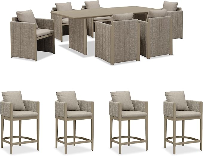 PURPLE LEAF 7-Piece Patio Conversation Set Olefin Cushions Outdoor Rectangular by PURPLELEAF