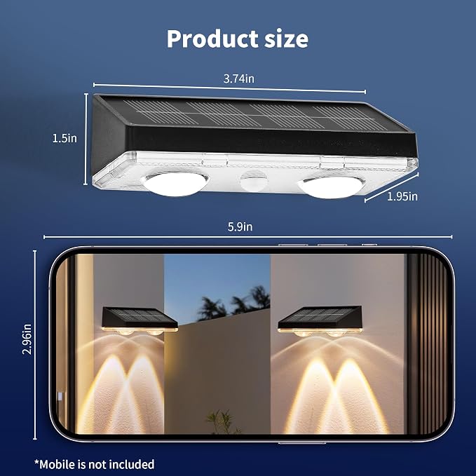 Solar Fence Light Outdoor, 12 Pack LED Solar Light, 3000K 50 Lumens - Image 5