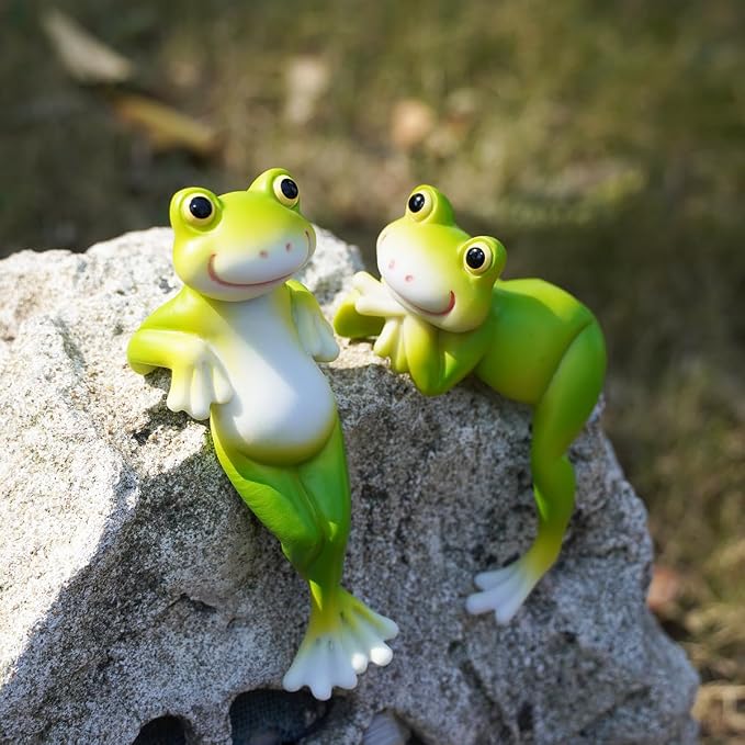 2PCS Frog Figurines Plant Garden Statue Ornament, Funny Plant Decoration - Image 5