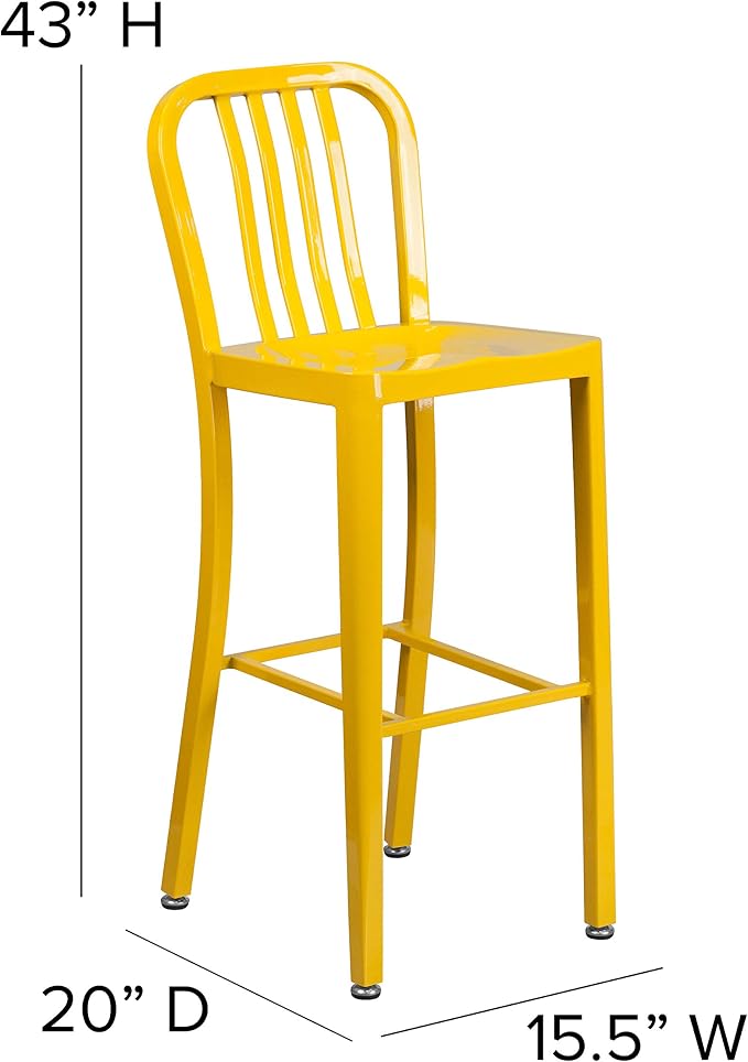 Flash Furniture Commercial Grade 30" High Yellow Metal Indoor-Outdoor Barstool - Image 2