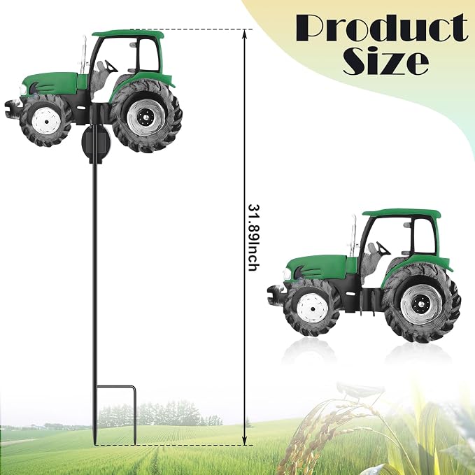 Solar Tractor Light Metal Yard Stake Solar Powered Light Up Metal Tractor - Image 2