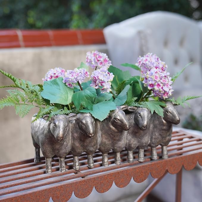 Newman House Studio Resin Sheep Planter Succulent Pot by NewmanHouseStudioLLC
