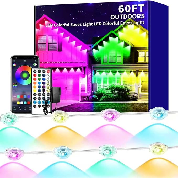 60ft Permanent Outdoor Light, RGB Outdoor eave Lights by Unknown