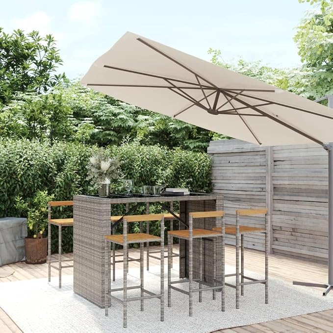 vidaXL 7 Piece Patio Bar Set - Image 2