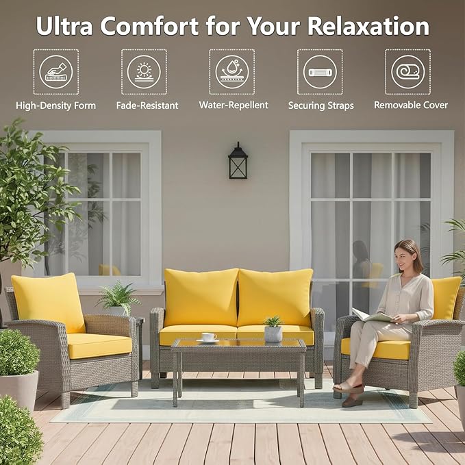 24x24 Inch Outdoor Chair Cushions Set of 4, Patio Furniture Cushions - Image 2