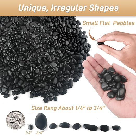 6lb Black Rocks for Planters- 1/4" - Image 2
