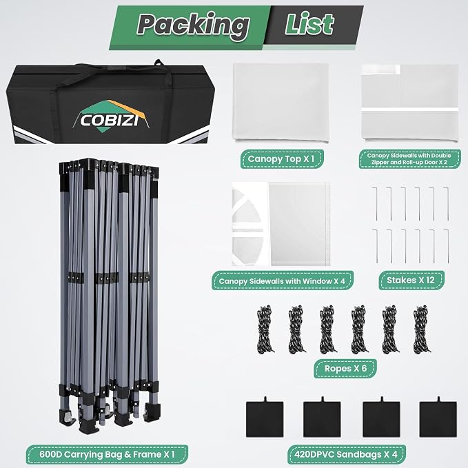 COBIZI 10x20 Pop Up Canopy Tent - Image 6