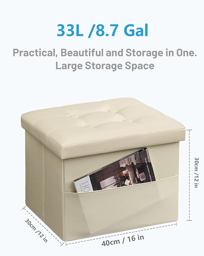 AmasSmile Storage Ottoman Folding Foot Rest Stool - Image 3